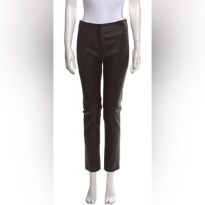 Derek Lam Brown Lambskin Straight-Leg Pants